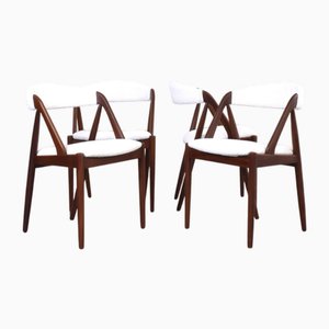 Sedie Mid-Century moderne in teak e bouclé, anni '60, set di 4