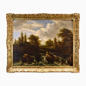 D'après Jacob Van Ruisdael, Paysage avec Bois, 1670, Huile sur Toile, Encadrée