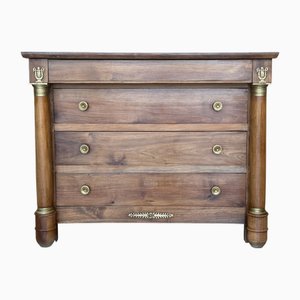 Vintage French Empire Mahogany Chest with Four Drawers and Gilded Edges, 1920