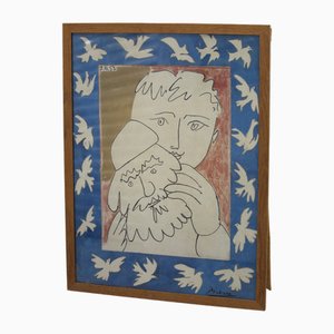 Picasso, Taube, 1950er, Lithographie, Gerahmt