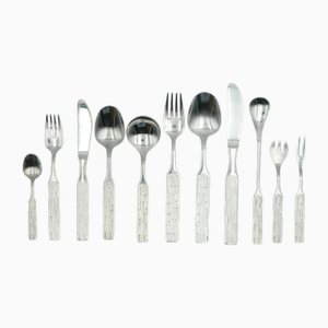 Österreichisches Besteck in Nicro-Optik von Peter Hagenauer, 1970er, 68er Set