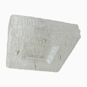 Quadratische Deckenlampe aus Eisglas von JT Kalmar, 1960er