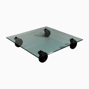 Table Basse en Verre et Métal attribuée à Gae Aulenti pour Fontana Arte, 1970s
