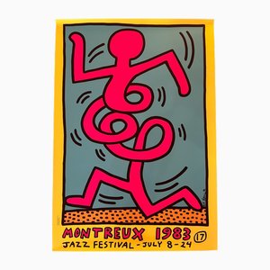 Original Montreux Jazz Festival Screenprint Poster by Keith Haring, 1983