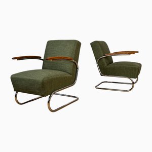 Set of Vintage S411 Tubular Steel Chairs by Willem Hendrik Gispen for Thonet, 1920s