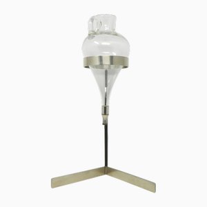 Model 5018 Wine Lifter in Stainless Steel with Black Leather Handle by Carl Auböck for Werkstätte Carl Auböck, 1970s