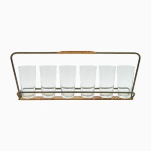 Portabicchieri in vetro di Carl Auböck, anni '50, set di 7
