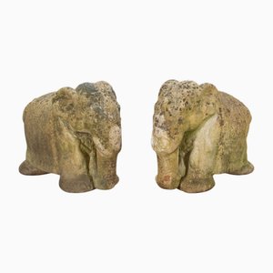 Verwitterte Terrakotta Elefanten, 1900, 2 . Set