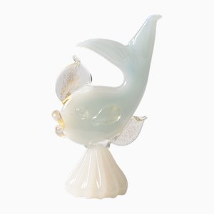White Opaline Glass Fish Figurine from Murano, 1960s