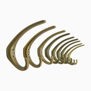 Coat Hooks in Brass by Franz Hagenauer for Werkstätte Hagenauer Wien, 1950s, Set of 9