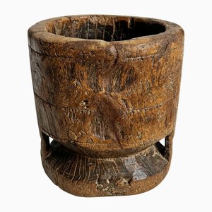Vintage Indian Wood Pestle Pot, 1960s