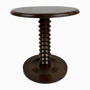 Brutalist French Wood Turned Wine Press Side Table from Charles Dudouyt, 1950s