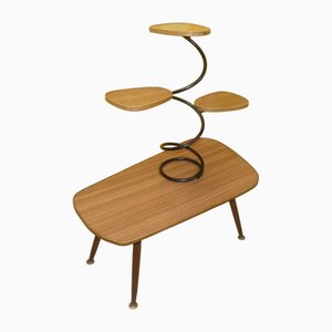 Plant Etagere de resina de aspecto de teca con espiral de metal, años 60