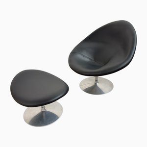 Vintage Globe Chair mit Ottomane von Pierre Paulin für Artifort, 1970er