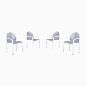 Poltrone Mid-Century moderne in pelle attribuite a Gae Aulenti per Knoll International, 1970, set di 4