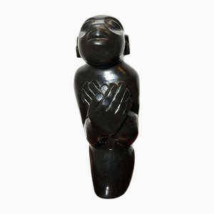 Abstract Black Soapstone Sculpture