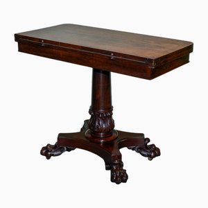 Antique William IV Folding Pedestal Card Table, 1830s