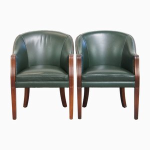 Set of Green Cowhide and Wooden Chairs