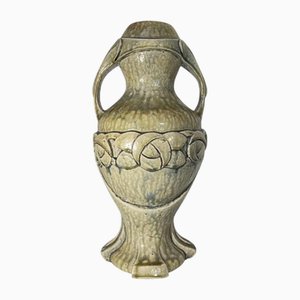 Glasierte Jugendstil Steingut Vase von Helman, 1900
