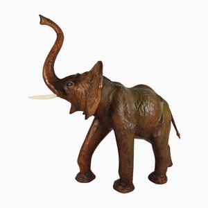 Escultura de elefante grande de cuero, 1950