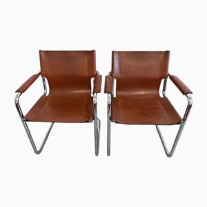 Sedie da visita Bauhaus in pelle di Mart Stam per Matteo Grassi, anni '70
