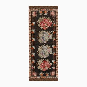 Beigebrauner Vintage Bessarabier Kelim Teppich