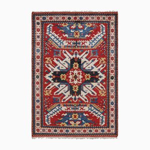 Türkischer Vintage Teppich in Creme & Rot mit Medaillon