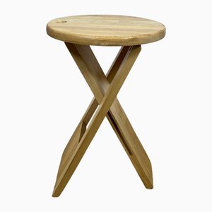 Sgabello pieghevole in faggio di Roger Tallon per Sentou, anni '70