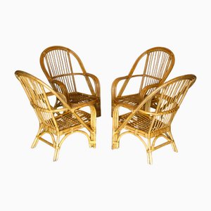 Bamboo Armchairs, 1970s, Set of 4