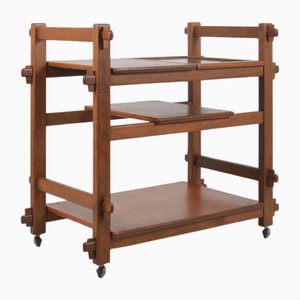 Brutalist Serving Trolley with Interchangeable Trays, 1970s