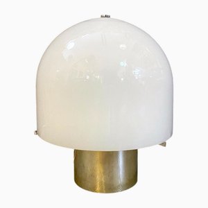 Mid-Century Modern Italian Table Lamp with Glossy Opal Glass attributed to Mazzega, 1970s