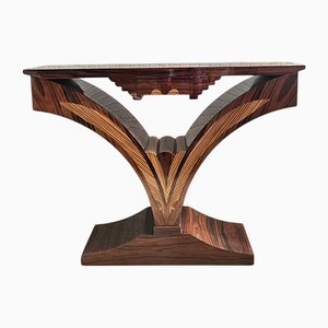 Art Deco Console Table in Walnut, 1980s
