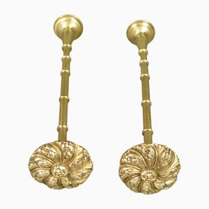 Large Second Empire French Brass Curtain Tie-Backs, Set of 2