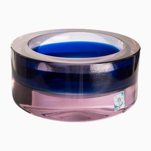 Murano Glass Ashtray with Sommerso Technique in Blue and Violet, Italy, 1960