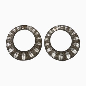 Scarab Rings in Frosted Glass with Patina by René Lalique for Lalique, 1930s, Set of 2