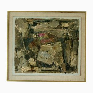 Erik Emanuelsson, Composizione astratta, metà del XX secolo, Olio su tavola, con cornice