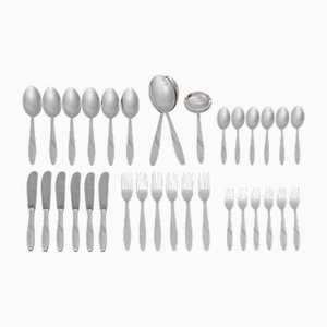 Set di posate argentate per 6 persone, anni '50, set di 33