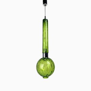 Large Mid-Century Green Glass Tube Pendant from Staff Leuchten, 1960s-1970s