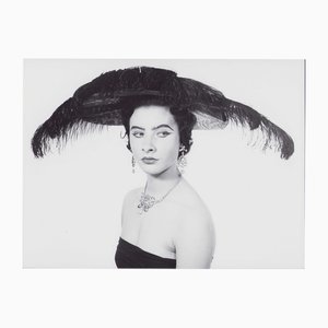 Lady's Fashion Hat, 1954, Vintage Black & White Photograph