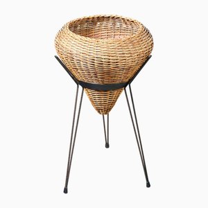 Jardinière en Rotin, Italie, 1950s