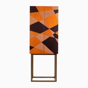 Seasons Mobile Cabinet in Laminated Wood with Metal and Leather by Oscar Maschera
