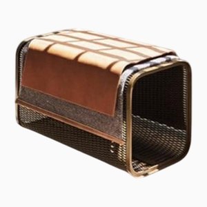 Banco Caballito Piccolo de cuero y tela de Oscar Maschera