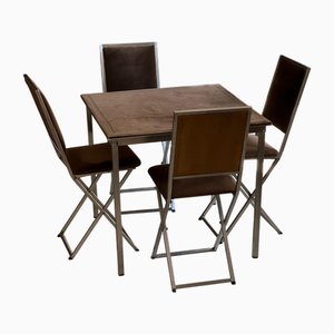 Vintage Folding Bridge Table and Chairs by Christian Dior, Italy, 1970s, Set of 5