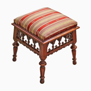 Victorian Hand-Carved Taboret Ottoman