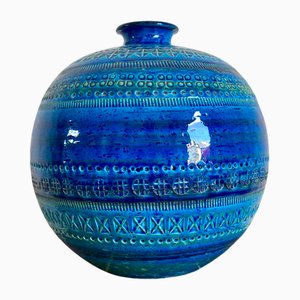 Rimini Blue Series Keramikvase von Aldo Londi für Flavia Montelupo, 1960er