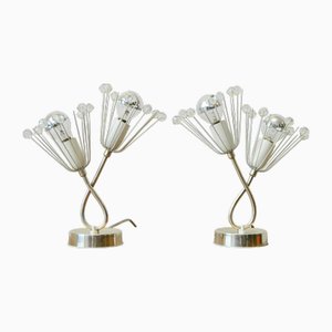 Versilberte Nachttischlampen von Rupert Nikoll, 1960er, 2er Set