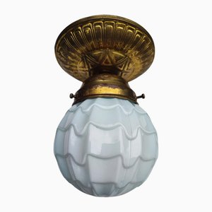 Art Deco Brass Ceiling Lamp, 1920s