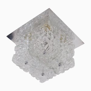 Plafonnier à 4 Globes en Verre Glacé, 1970s