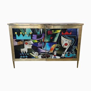 Glass 2-Door Sideboard, 1980s