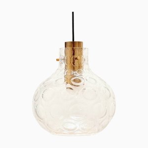 Mid-Century Bubble Glass & Brass Pendant by Helena Tynell for Limburg, Germany, 1960s